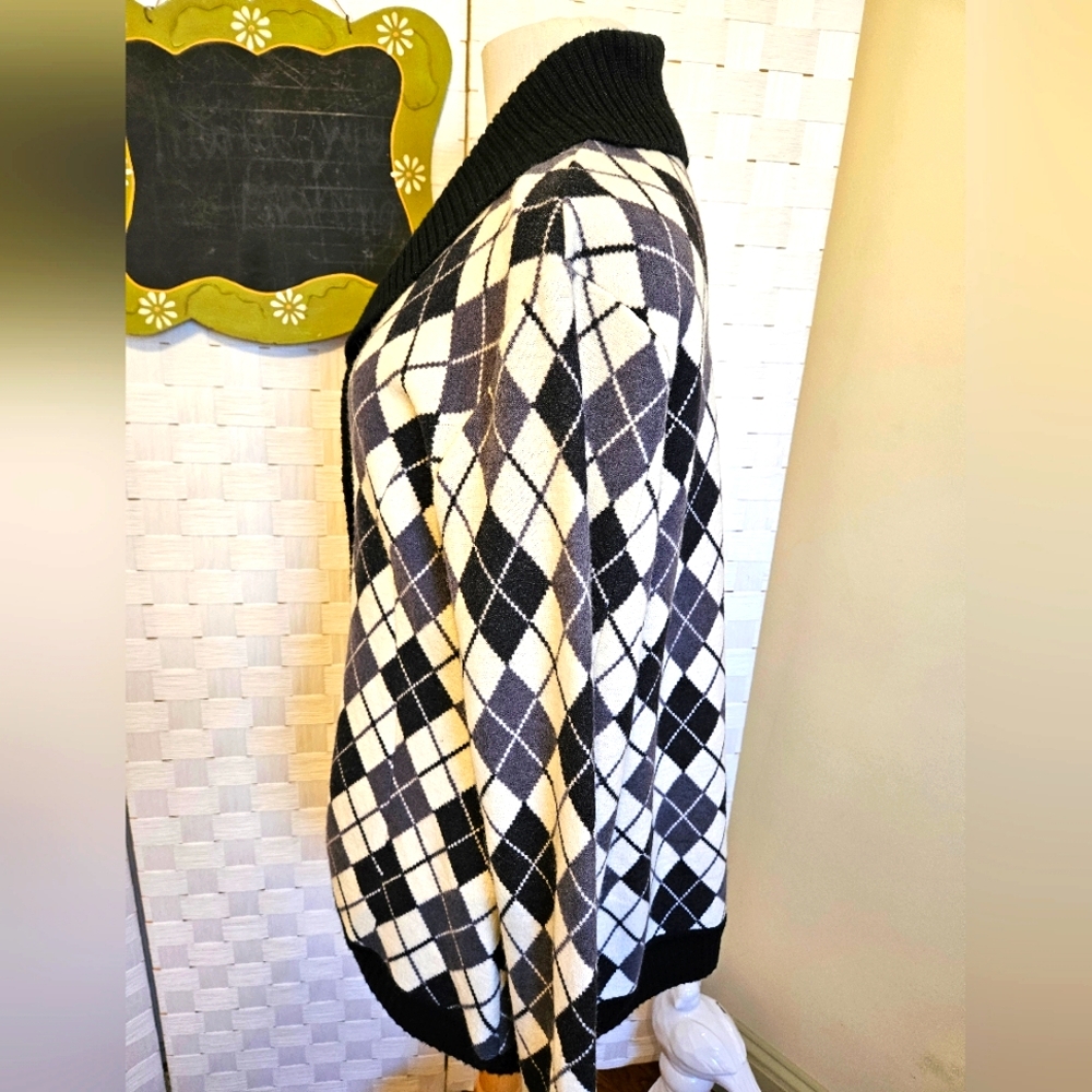 Revue argyle 100% wool button-down cardigan size large - Picture 2 of 5